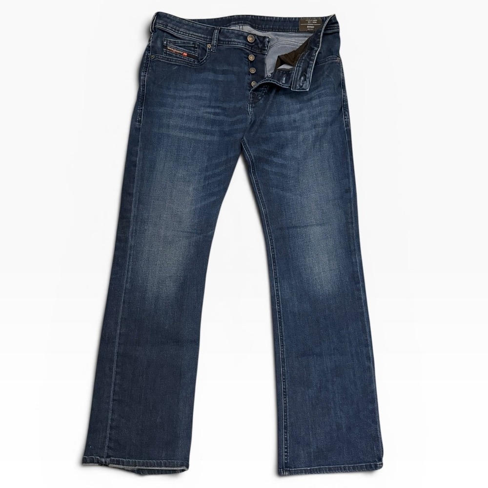 Diesel Zatiny Mens Bootcut Jeans Dark Wash Blue Button Fly W33 L32 069SF Stretch